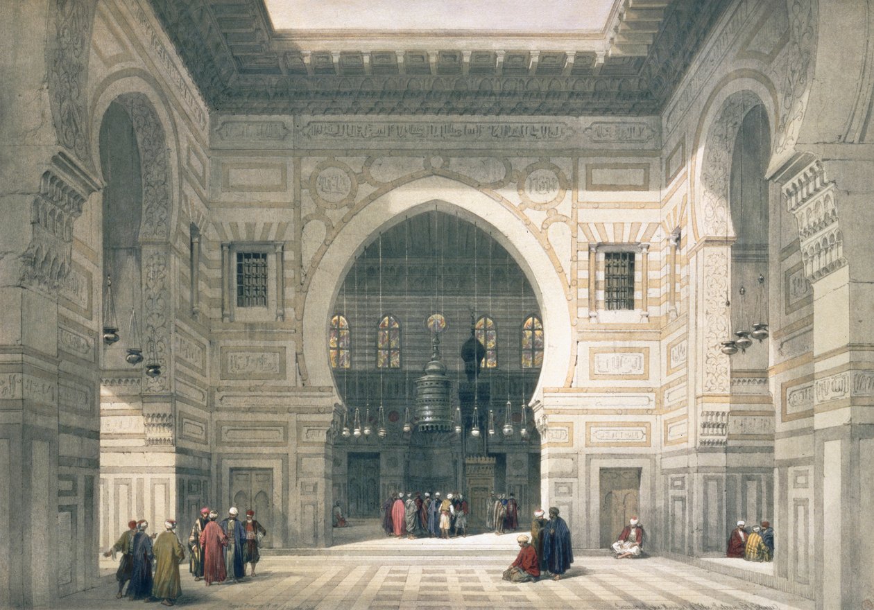 Interiør i moskeen til Sultan Hassan, Kairo, Egypt, 1800-tallet av David Roberts