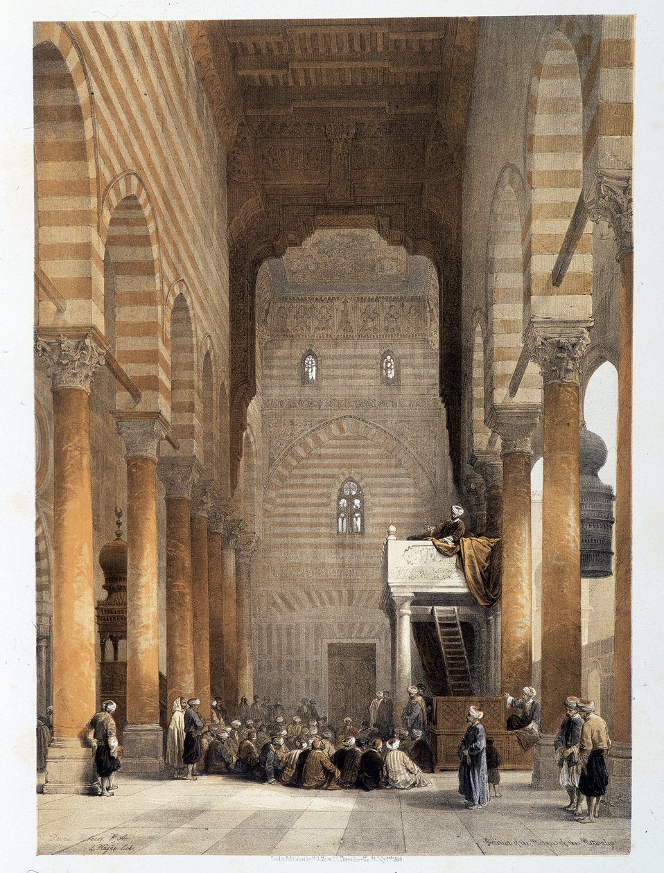 Interiør i Metwalys-moskeen i Kairo i "Det hellige land", London 1849 av David Roberts