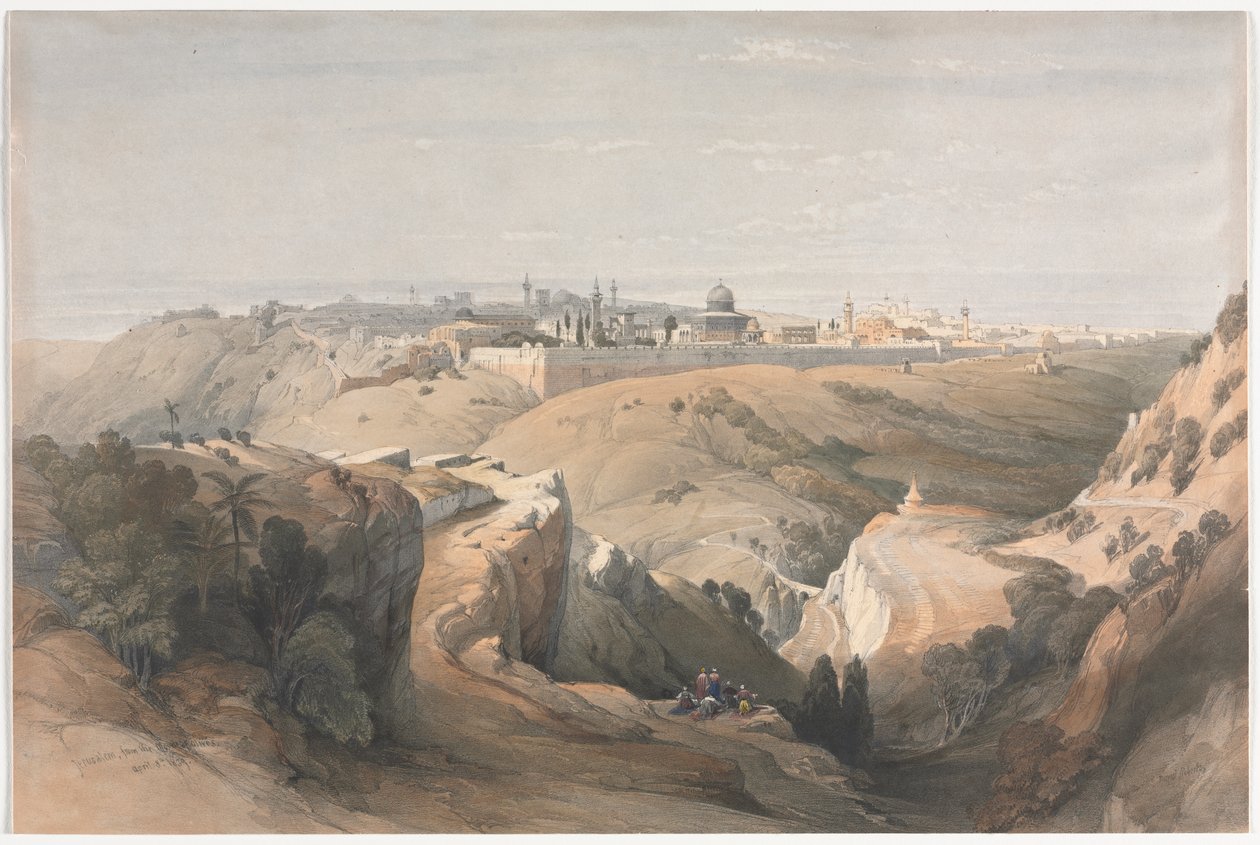 Jerusalem fra Oljeberget av David Roberts