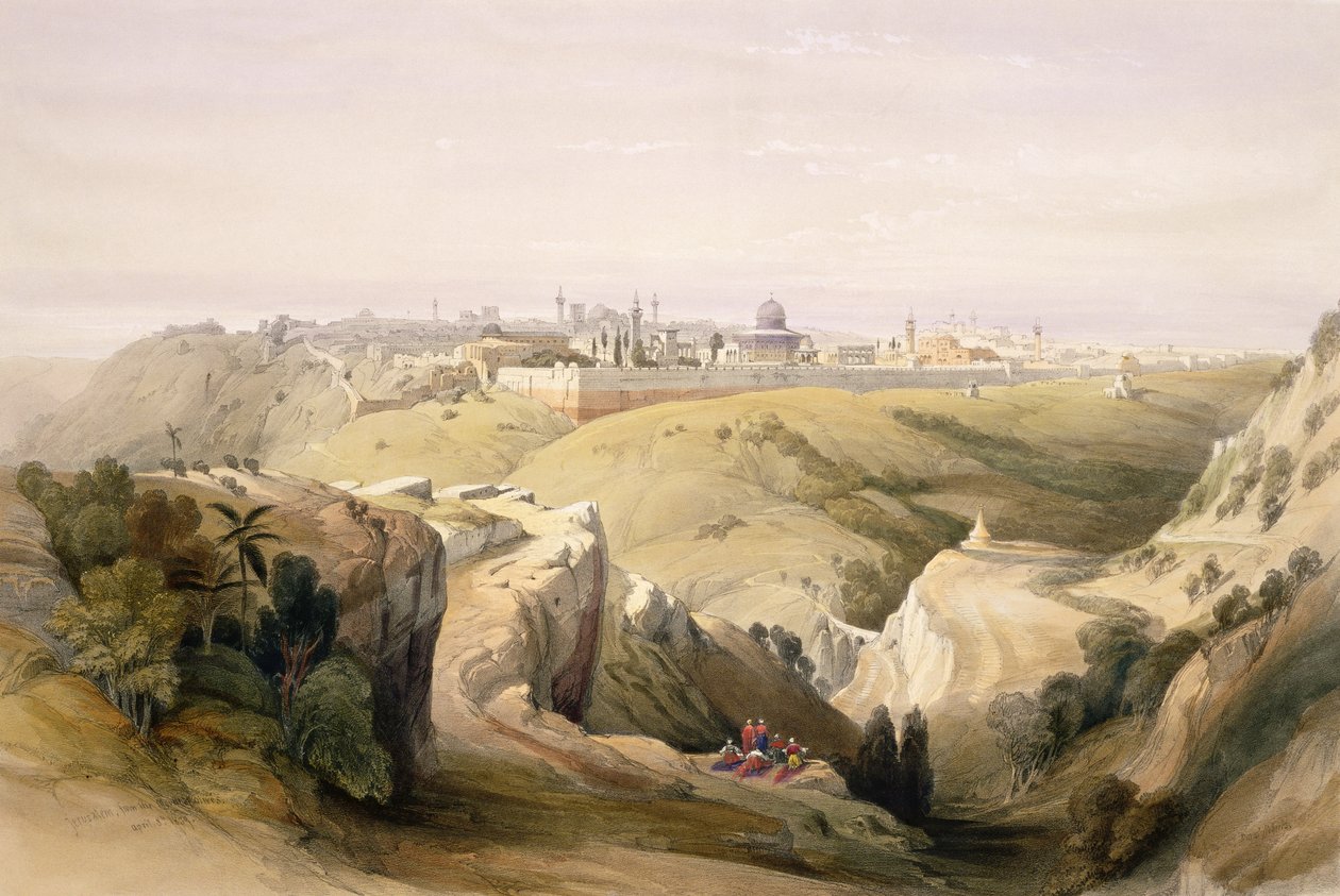 Jerusalem fra Oljeberget, 8. april 1839, plate 6 fra bind I av 