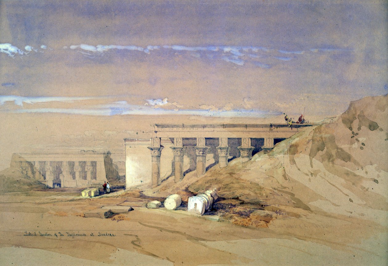 Sidevisning av tempelet kalt Typhonaeum i Dendera, Egypt, 1800-tallet av David Roberts