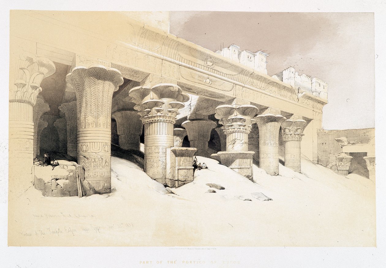 En del av portikken til Edfou - tegning av David Roberts 23.11.1838 i "The Holy Land"", London 1849 av David Roberts
