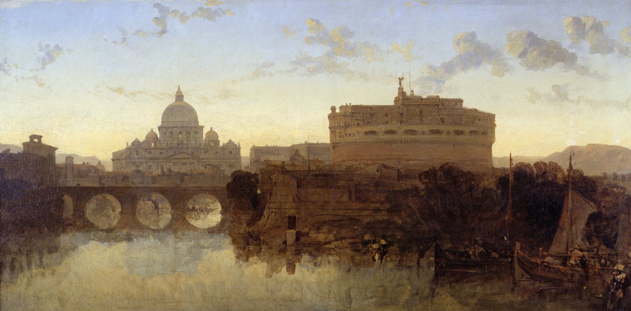 Roma, St. Peters og Castel St. Angelo (olje på lerret) av David Roberts