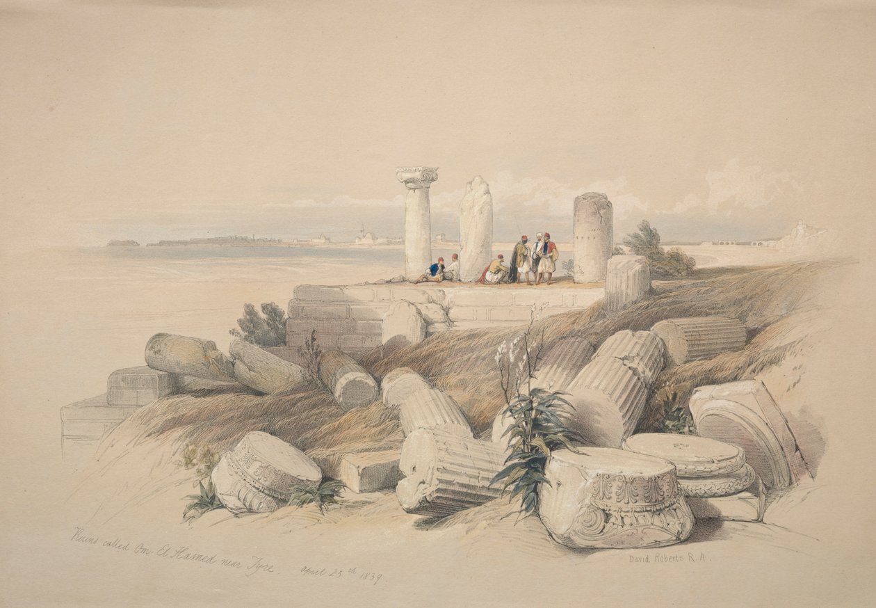 Ruiner kalt Om El Hamed nær Tyrus, 1839. av David Roberts