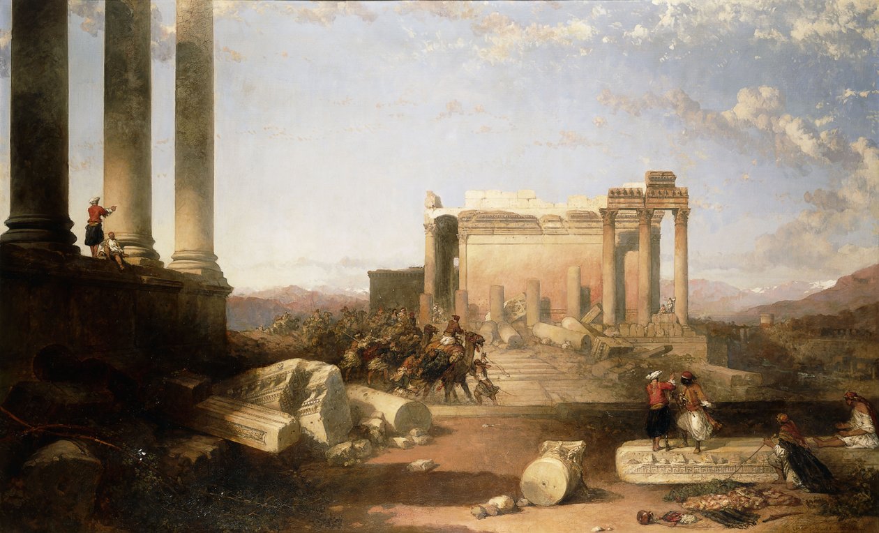 Ruinene av Solens tempel i Baalbec, 1861 av David Roberts