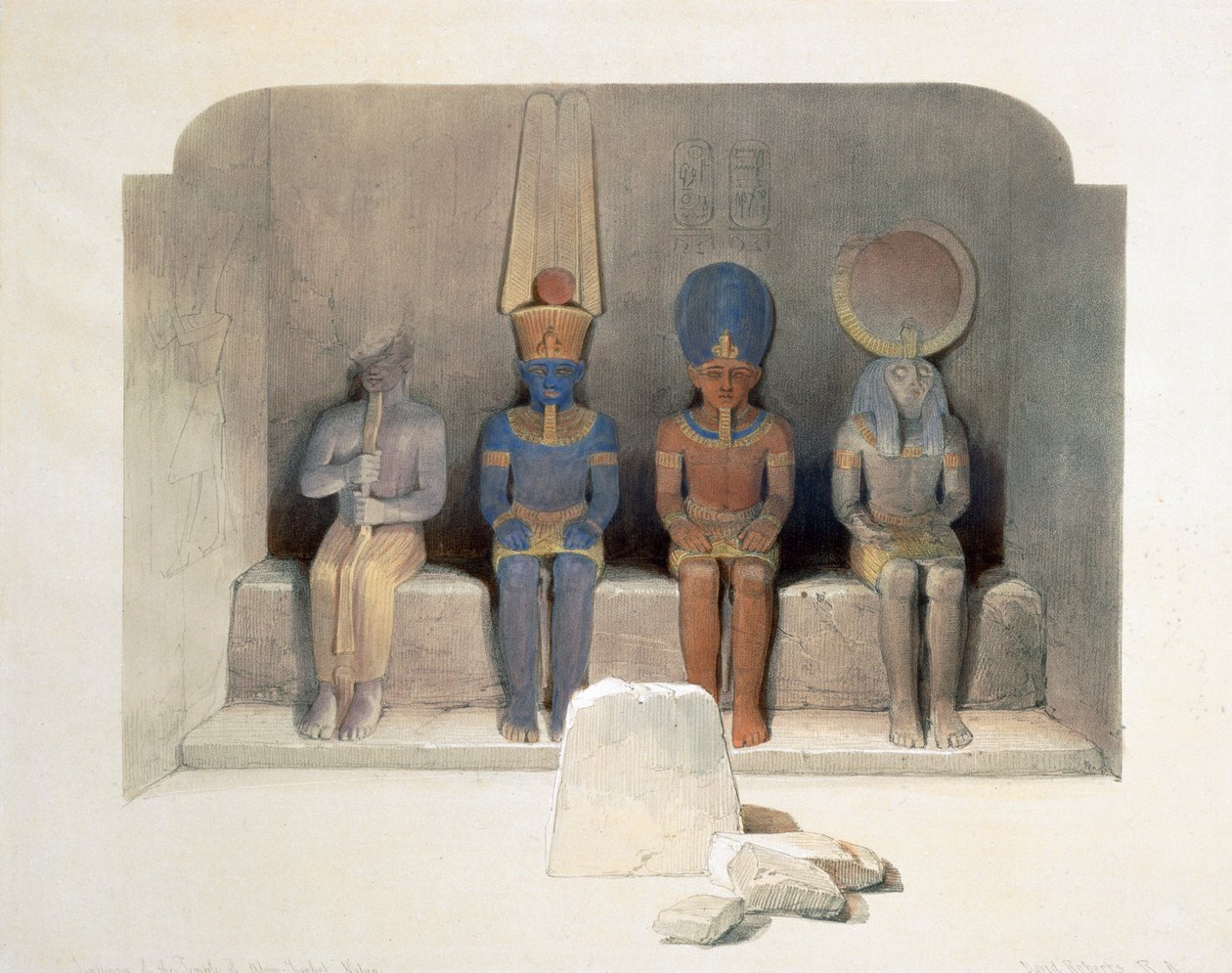 Helligdommen til Abu Simbel-tempelet, Egypt, 1800-tallet av David Roberts