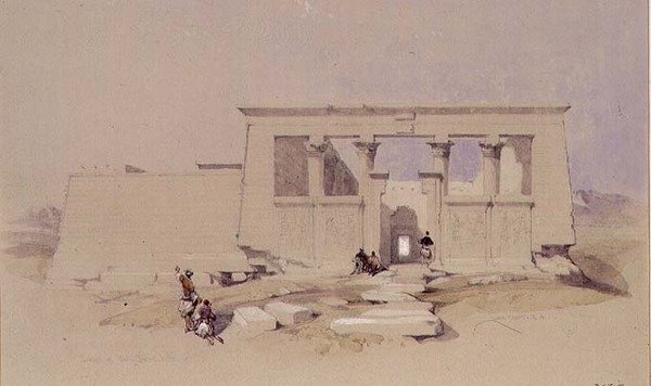 Tempel ved Wady Dabod, Nubia 1849 av David Roberts