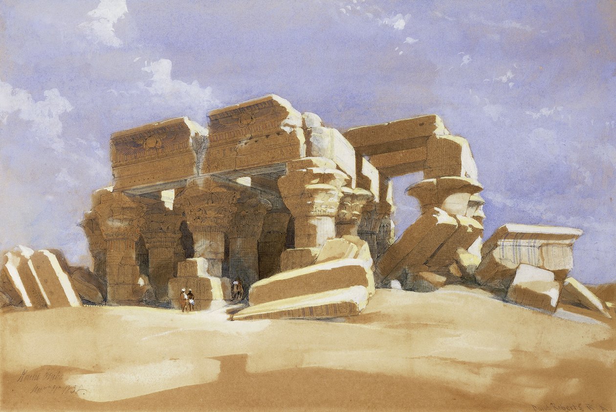 Temple of Kom Ombo, Upper Egypt, 1838 av David Roberts
