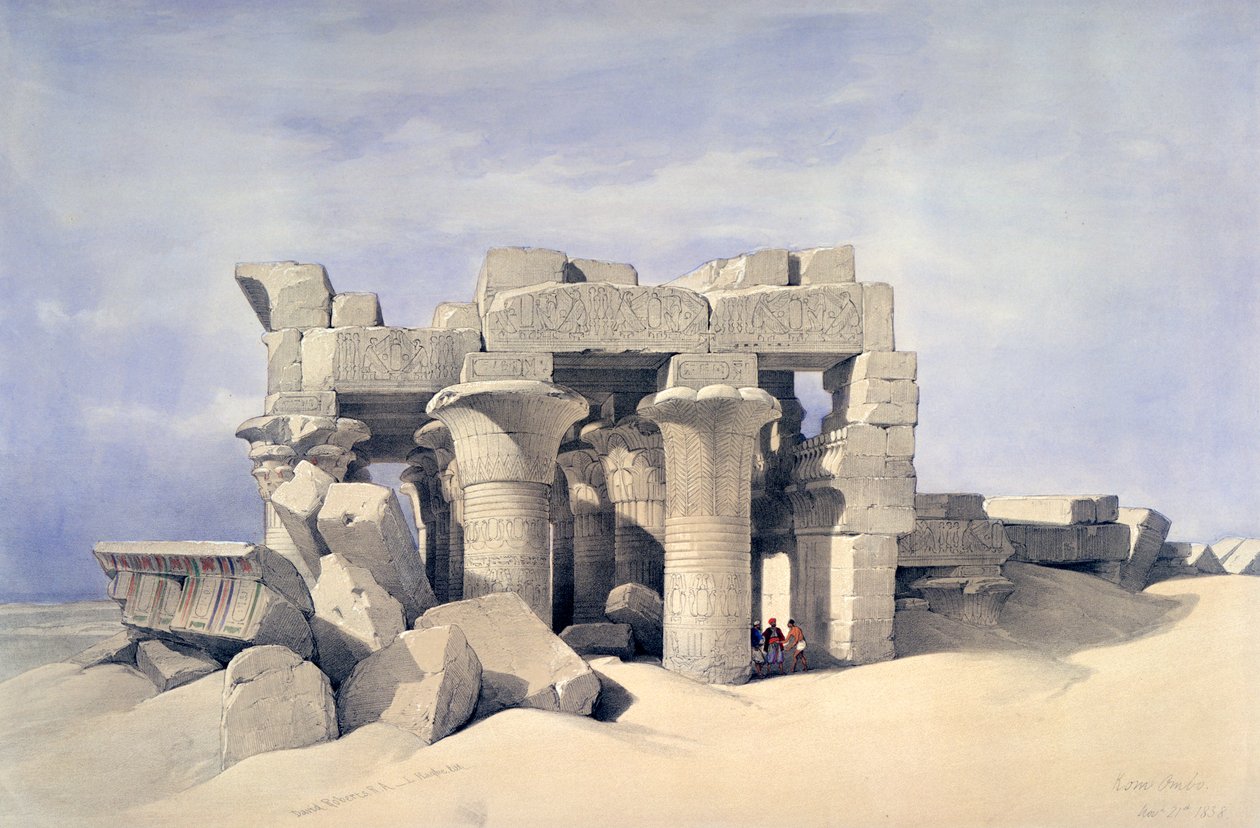 Temple of Sobek og Haroeris ved Kom Ombo, 1800-tallet av David Roberts