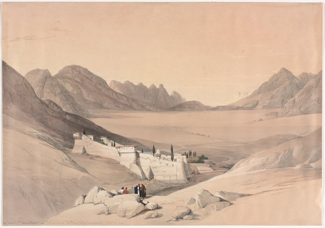 St. Catherine-klosteret, Sinai-fjellet, ser mot leirsletten, 1839. av David Roberts