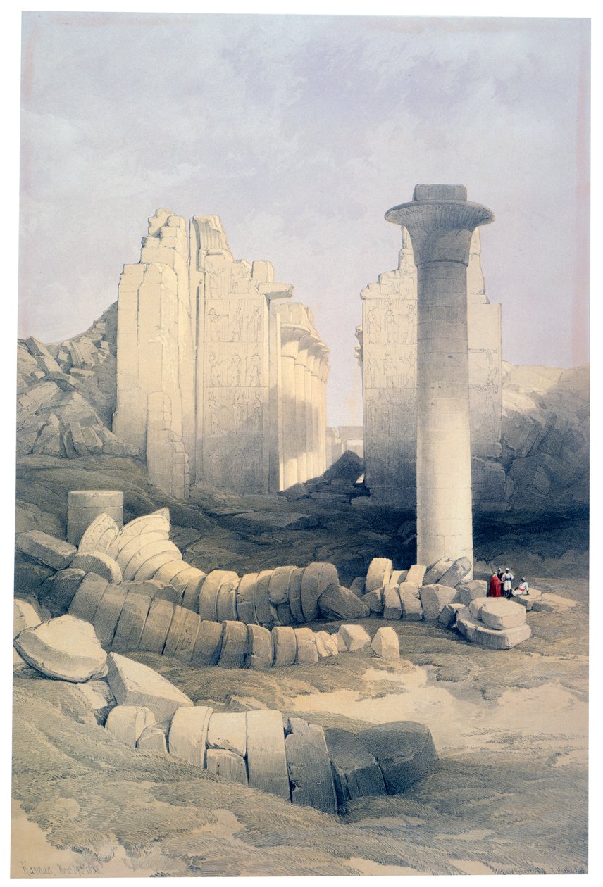 Dromos eller Central Hall of the Great Temple of Amun, Karnak, 1800-tallet av David Roberts