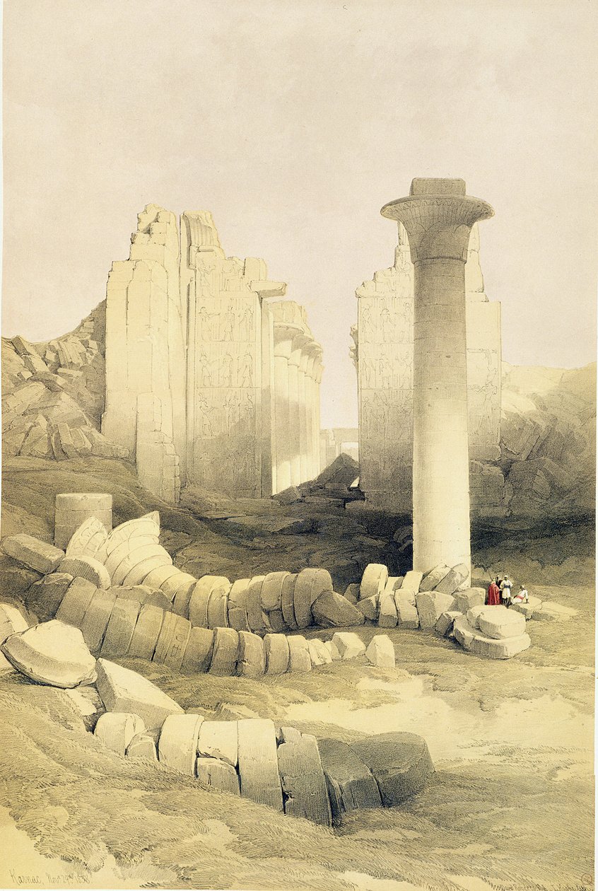 Dromos eller Central Hall of the Great Temple of Amun, Karnak, fra Egypt og Nubia, Vol.2 av David Roberts