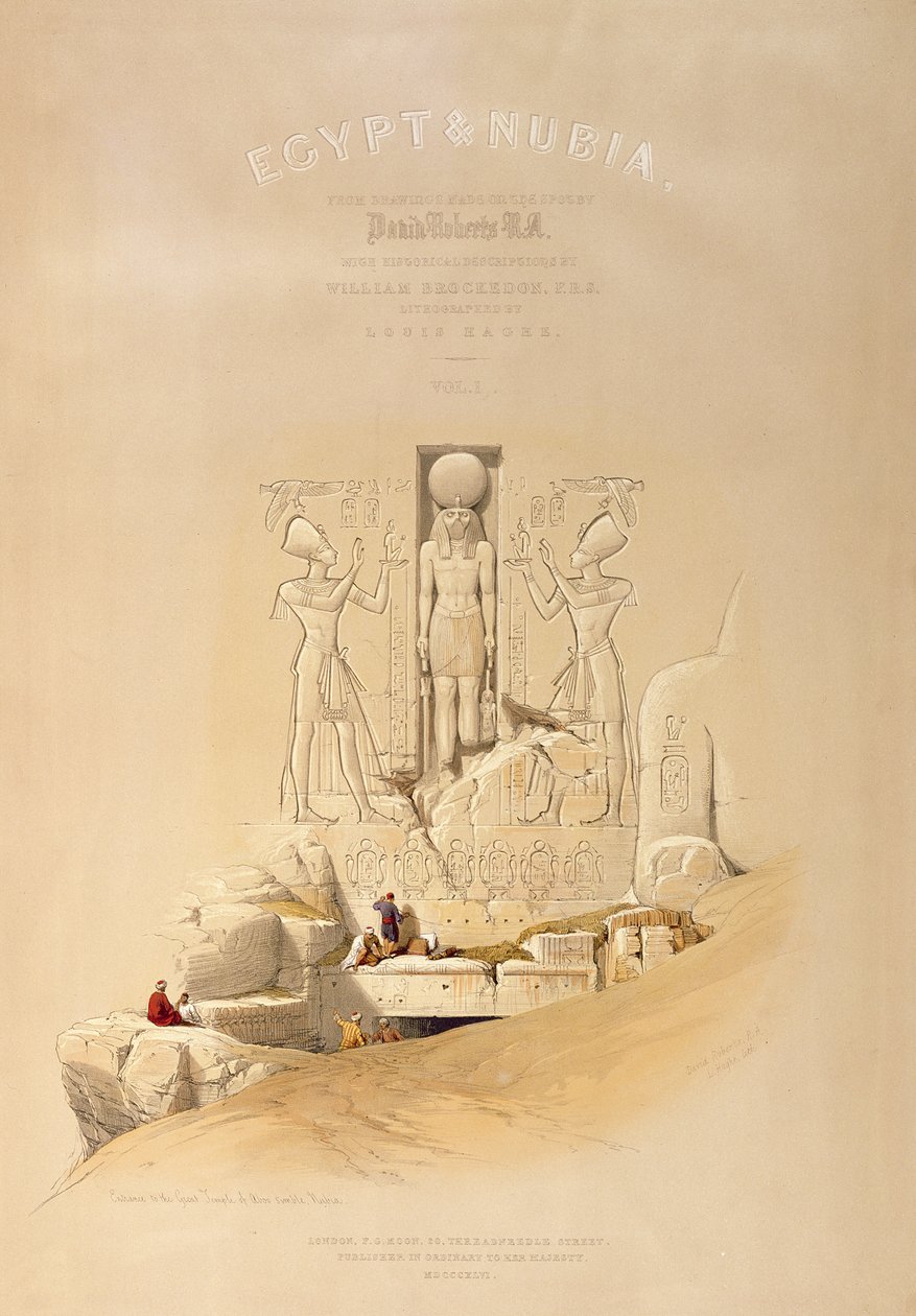 Inngangen til det store tempelet til Aboo Simbel, Nubia, tittelside til bind I av 