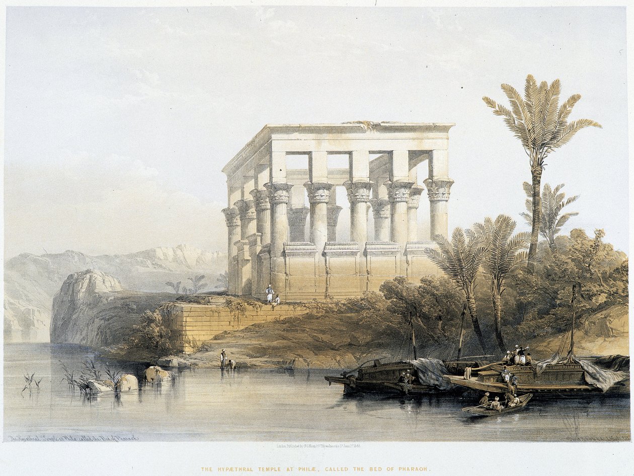 Hypaethral-tempelet i Philae, kalt Faraos seng - i "Det hellige land", London 1849 av David Roberts