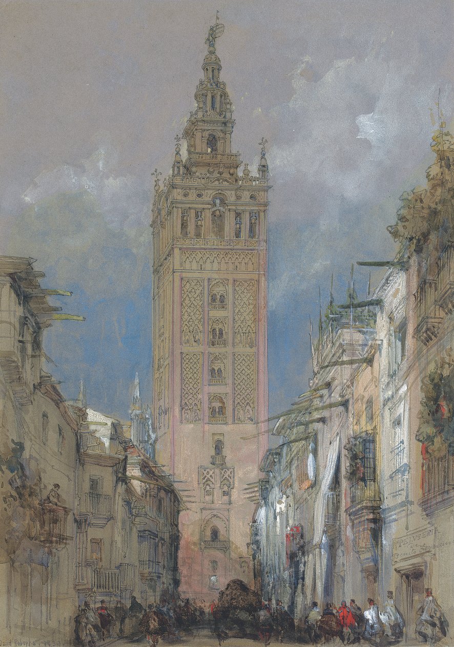 Det mauriske tårnet i Sevilla, kalt Giralda, Spania av David Roberts