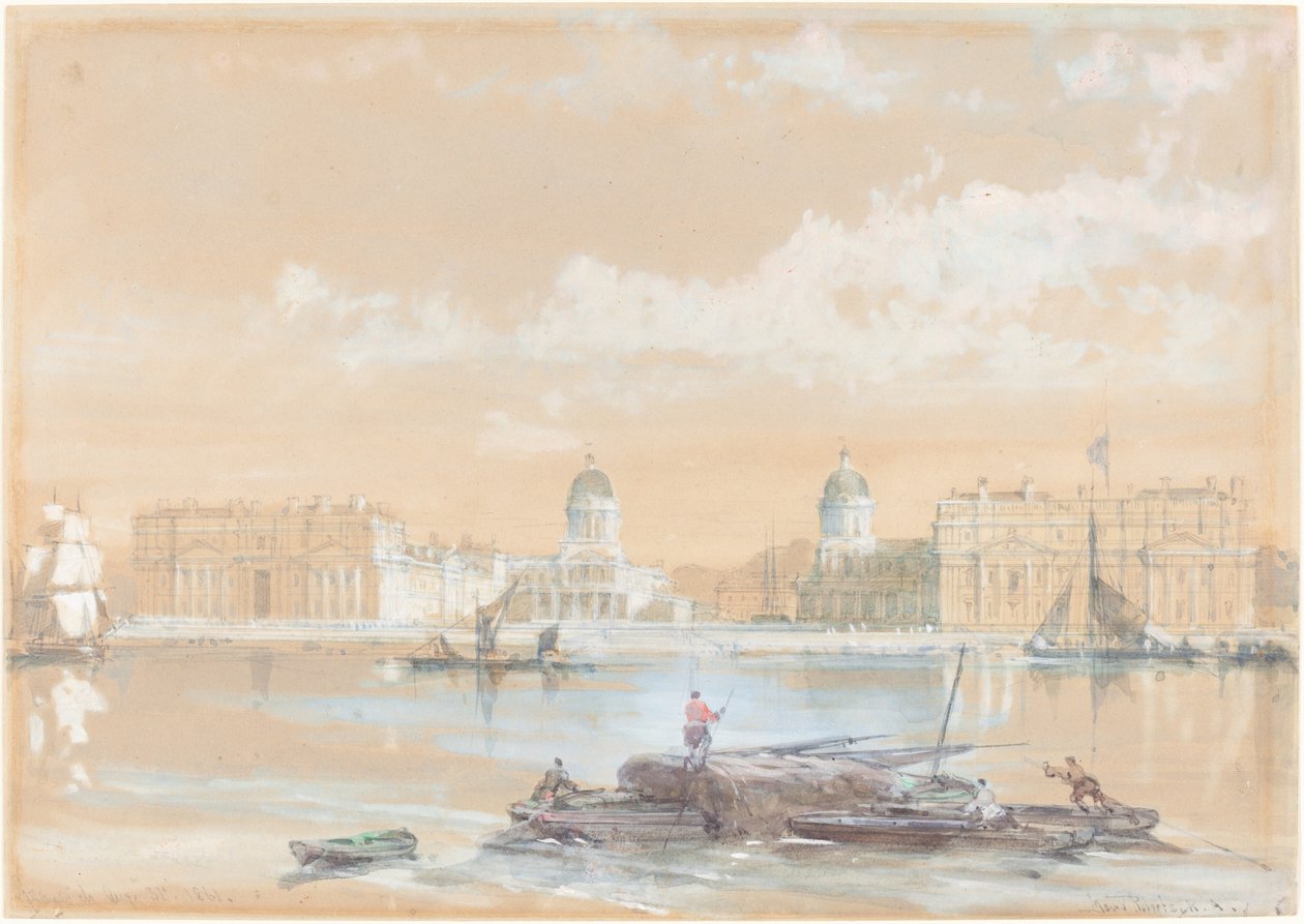 Naval College fra elven ved Greenwich av David Roberts