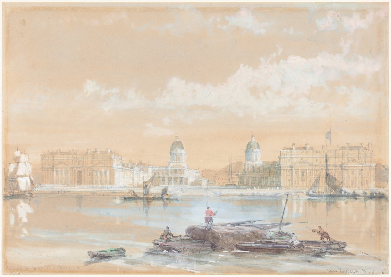 Sjøkrigsskolen sett fra elven i Greenwich av David Roberts