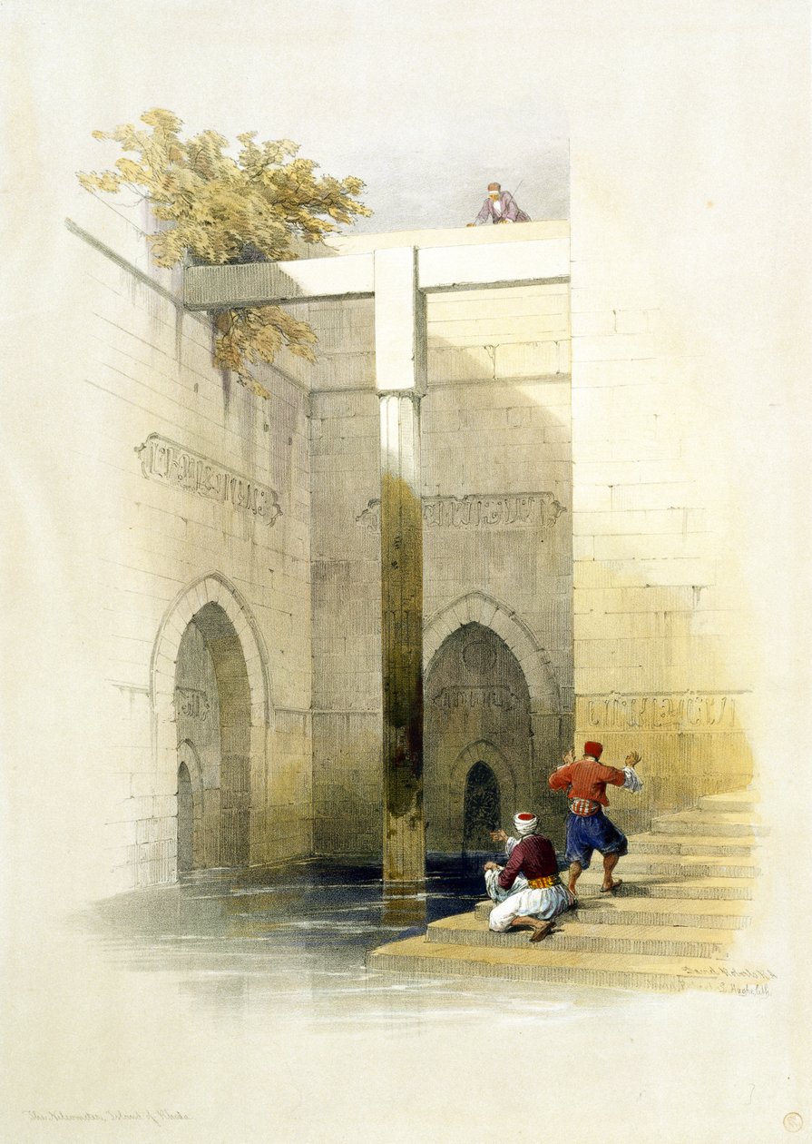 Nileometeret på Al-Rawdah Island, Kairo, fra Egypt og Nubia, Vol.3 av David Roberts
