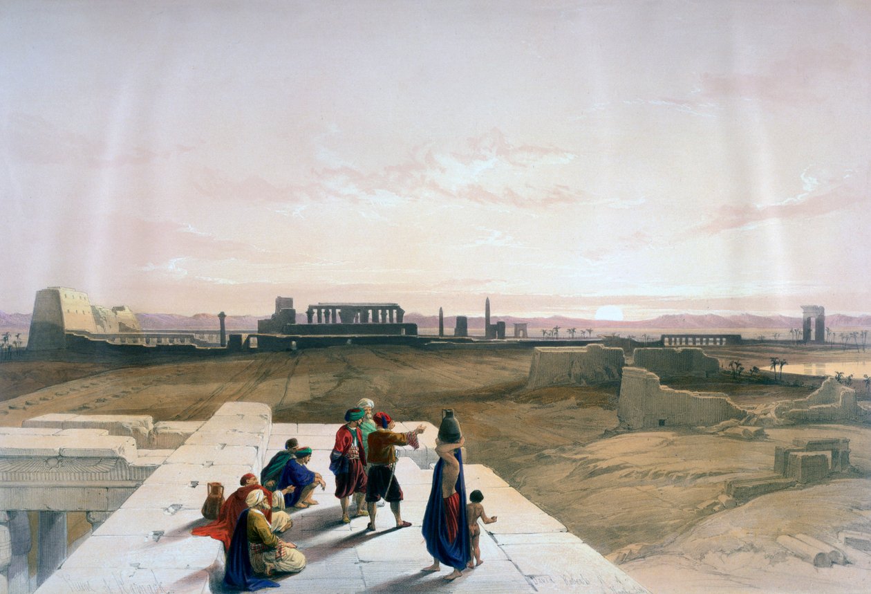 Ruinene av Karnak fra Vesten, 1800-tallet av David Roberts