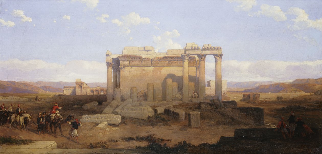 Ruinene av det mindre tempelet i Baalbeck, av David Roberts