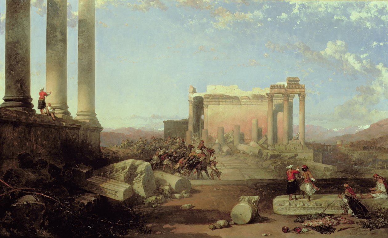 Ruinene av Solens tempel i Baalbec, 1861 av David Roberts