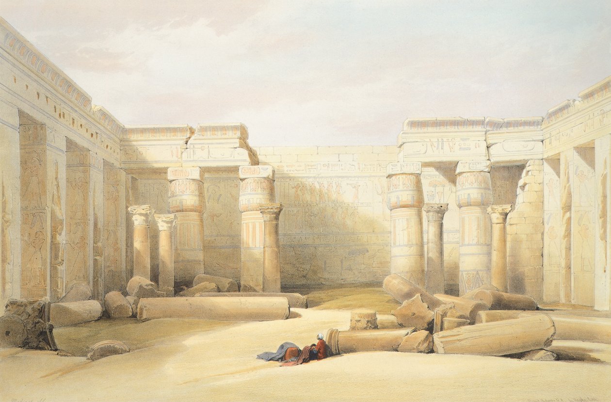 Templet til Medinet Abu i Tebe, av David Roberts, gravering av David Roberts