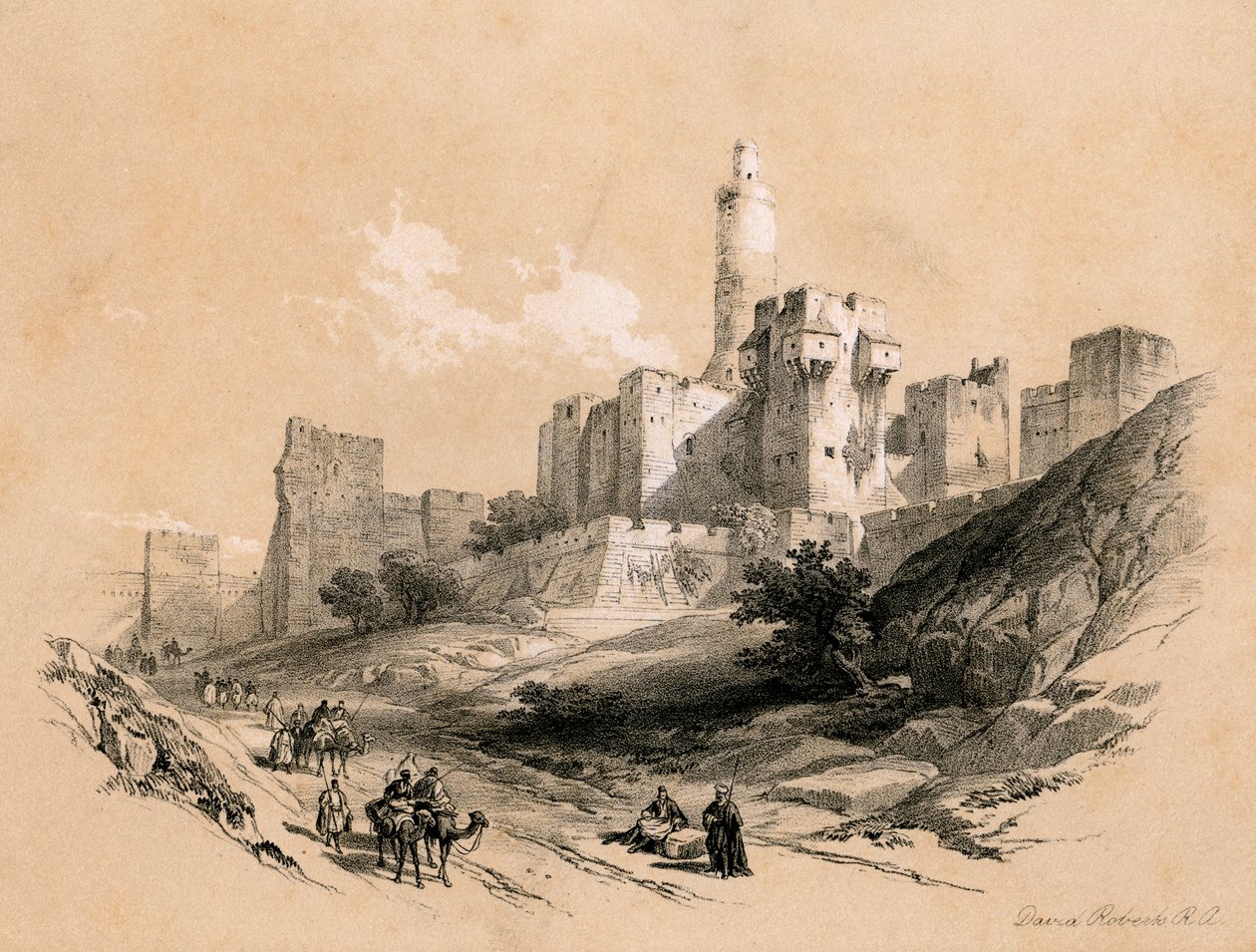 Davids tårn, Jerusalem, Israel, 1855. av David Roberts