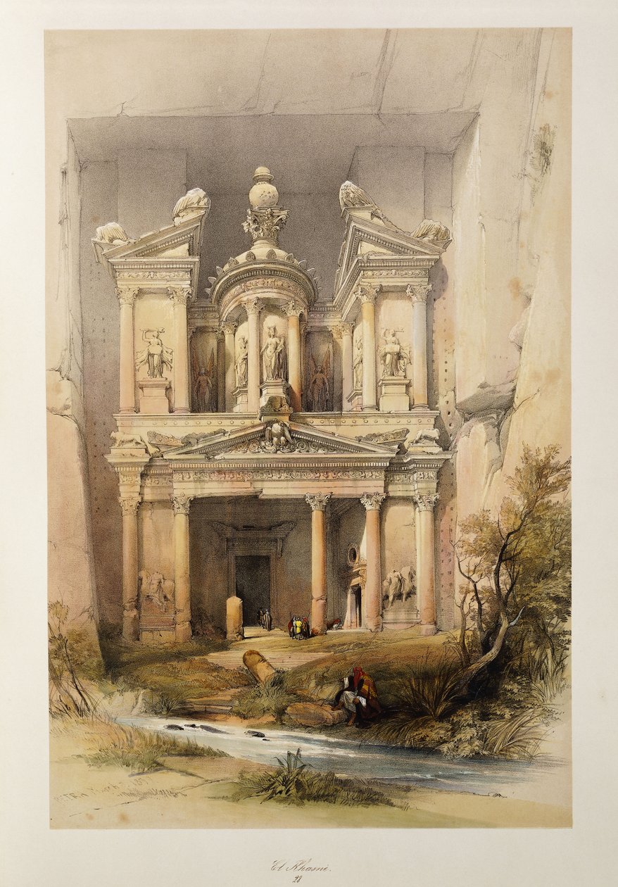 The Treasury - El Khasne, fra "The Holy Land"-serien, 1842-1849 av David Roberts