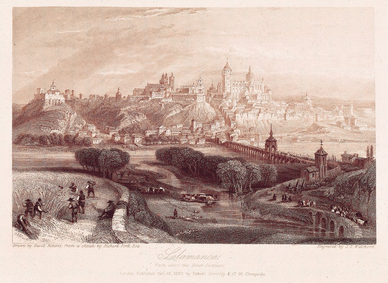 View of Salamanca, Spain, made by David Robert (1796-1864) during his trip in 1837 av David Roberts