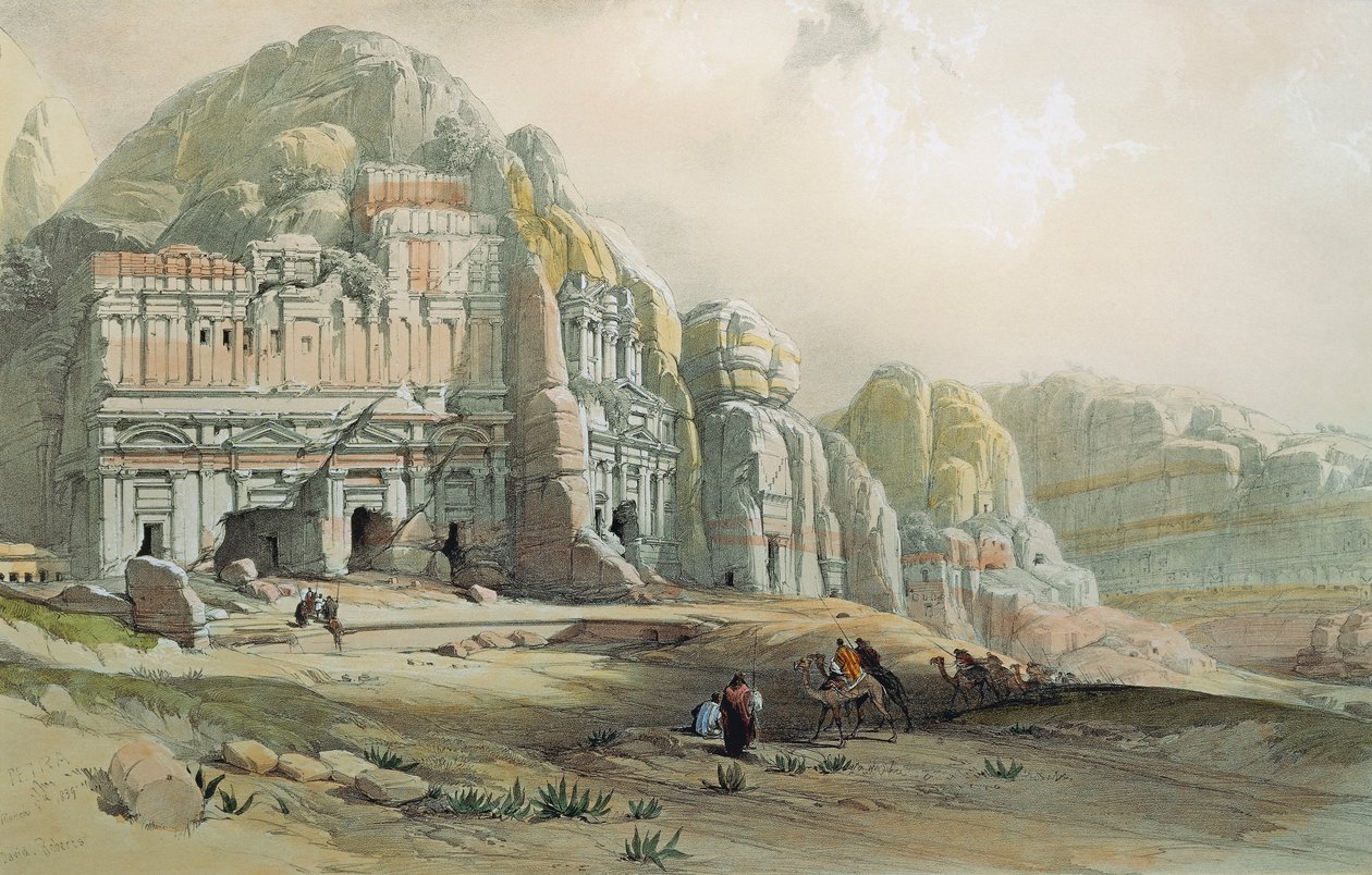 Utsikt over ruinene av Petra, Jordan, av David Roberts av David Roberts
