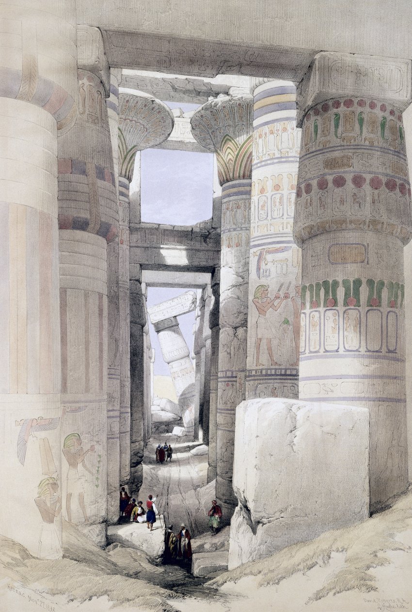 Utsikt gjennom Hall of Columns, Karnak, fra Egypt og Nubia, Vol.1 av David Roberts