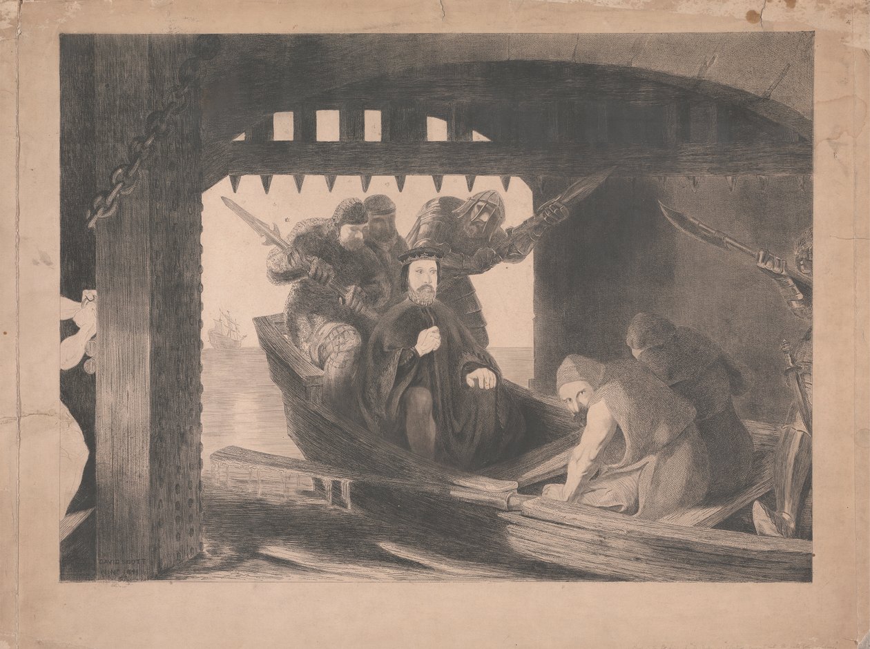 Hertugen av Gloucester tatt inn i vannporten til Calais, 1380 av David Scott