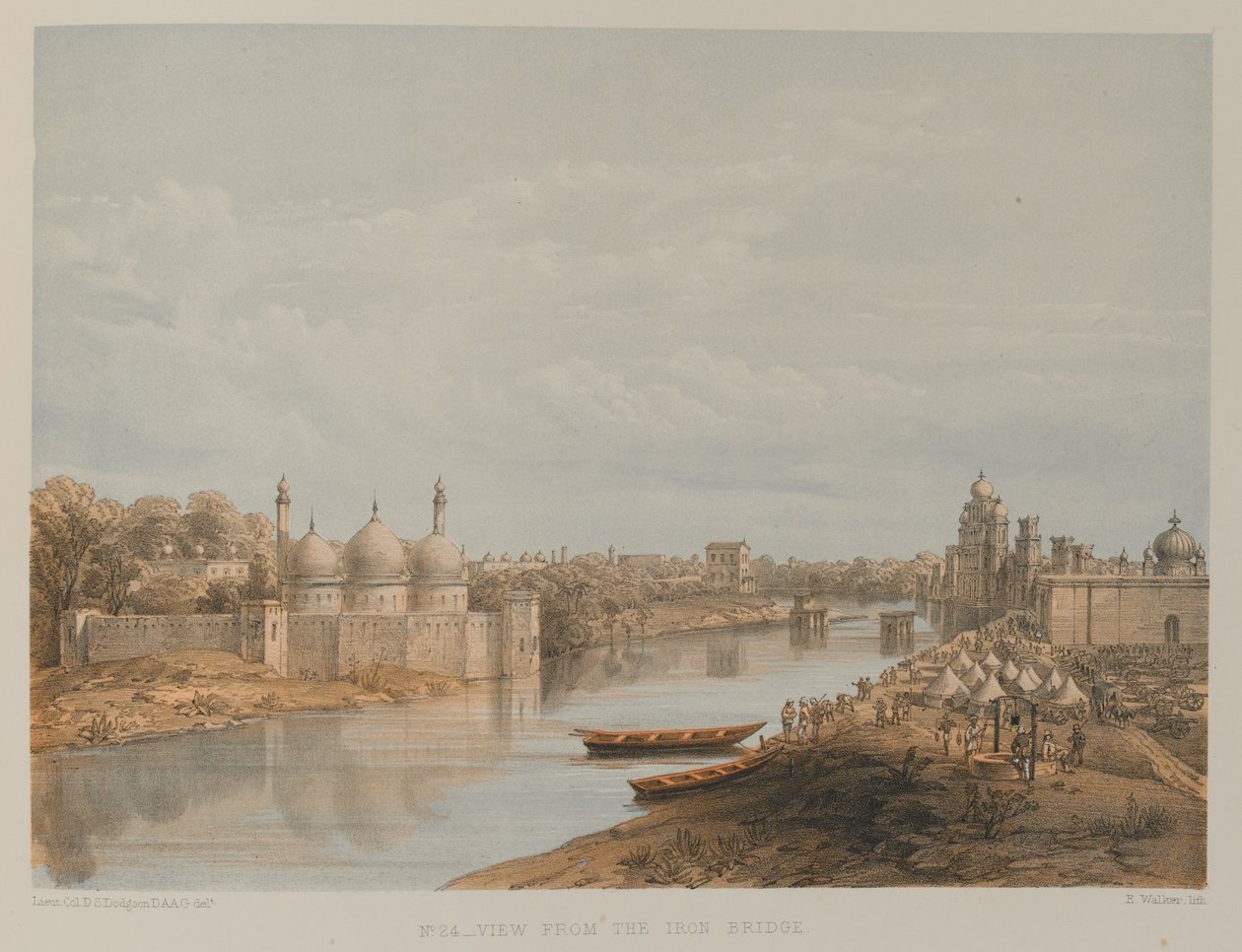 Utsikt fra Iron Bridge, Lucknow av David Scott Lieutenant Colonel (after) Dodgson
