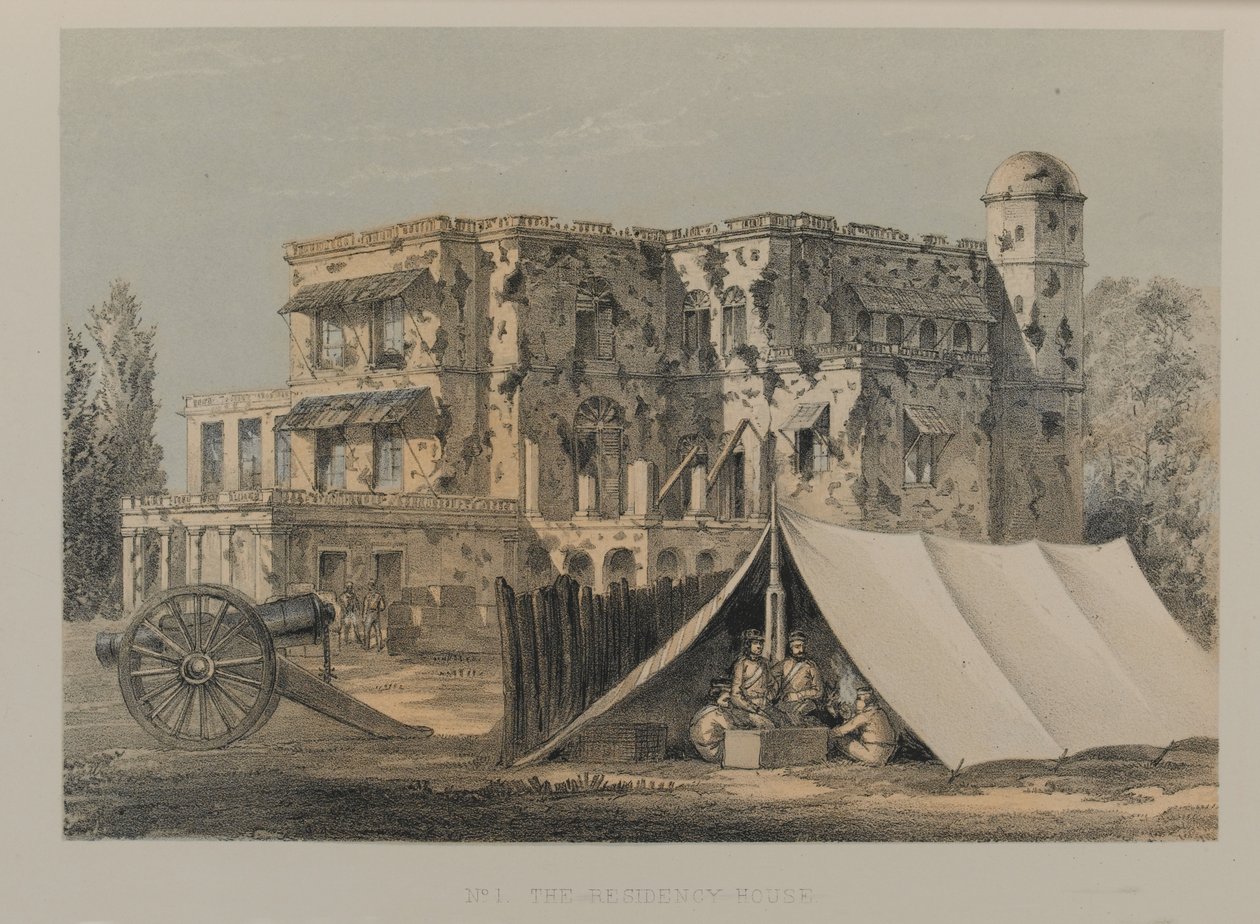 The Residency House, Lucknow av David Scott Lieutenant Colonel (after) Dodgson