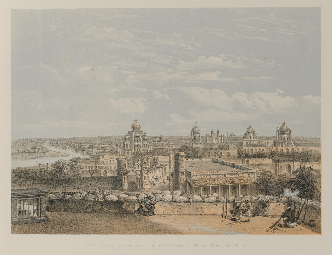 Utsikt over posisjon tatt fra opprørerne, Lucknow av David Scott Lieutenant Colonel (after) Dodgson