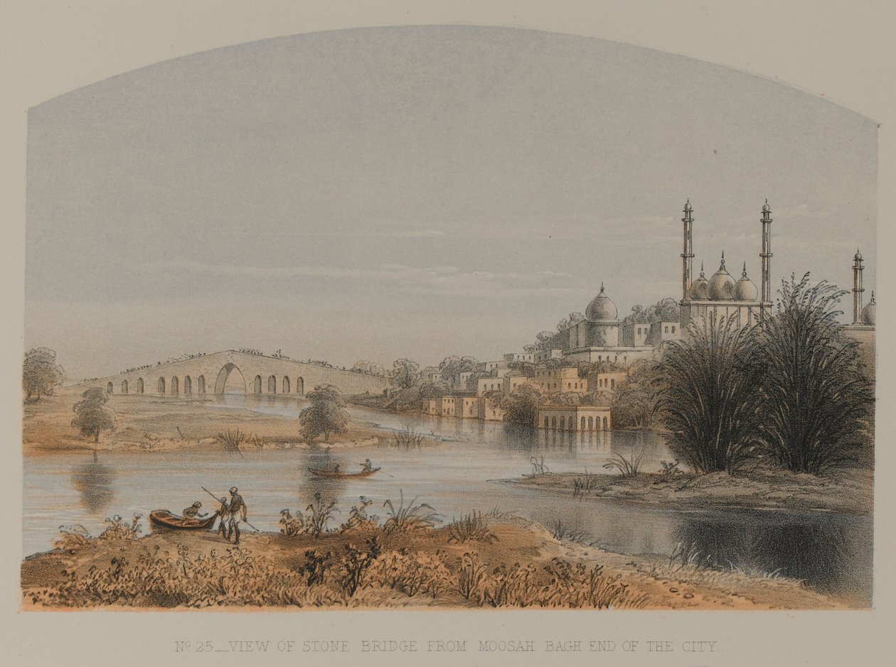 Utsikt over Stone Bridge fra Moosah Bagh End of the City av David Scott Lieutenant Colonel (after) Dodgson