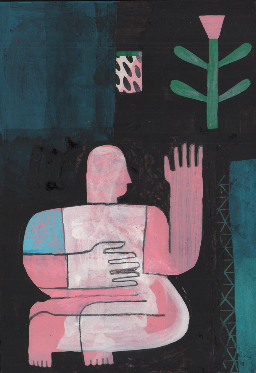 Black And Blue 1, 2023 (blandet maling på papir) av David Shillinglaw
