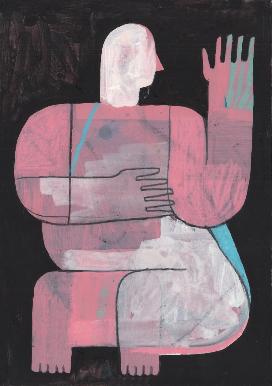 Black And Blue 2, 2023 (blandet maling på papir) av David Shillinglaw