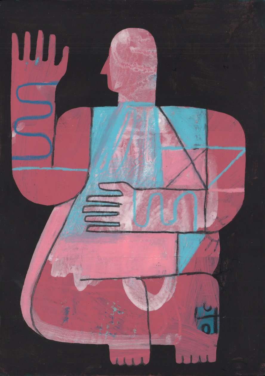 Black And Blue 5, 2023 (blandet maling på papir) av David Shillinglaw