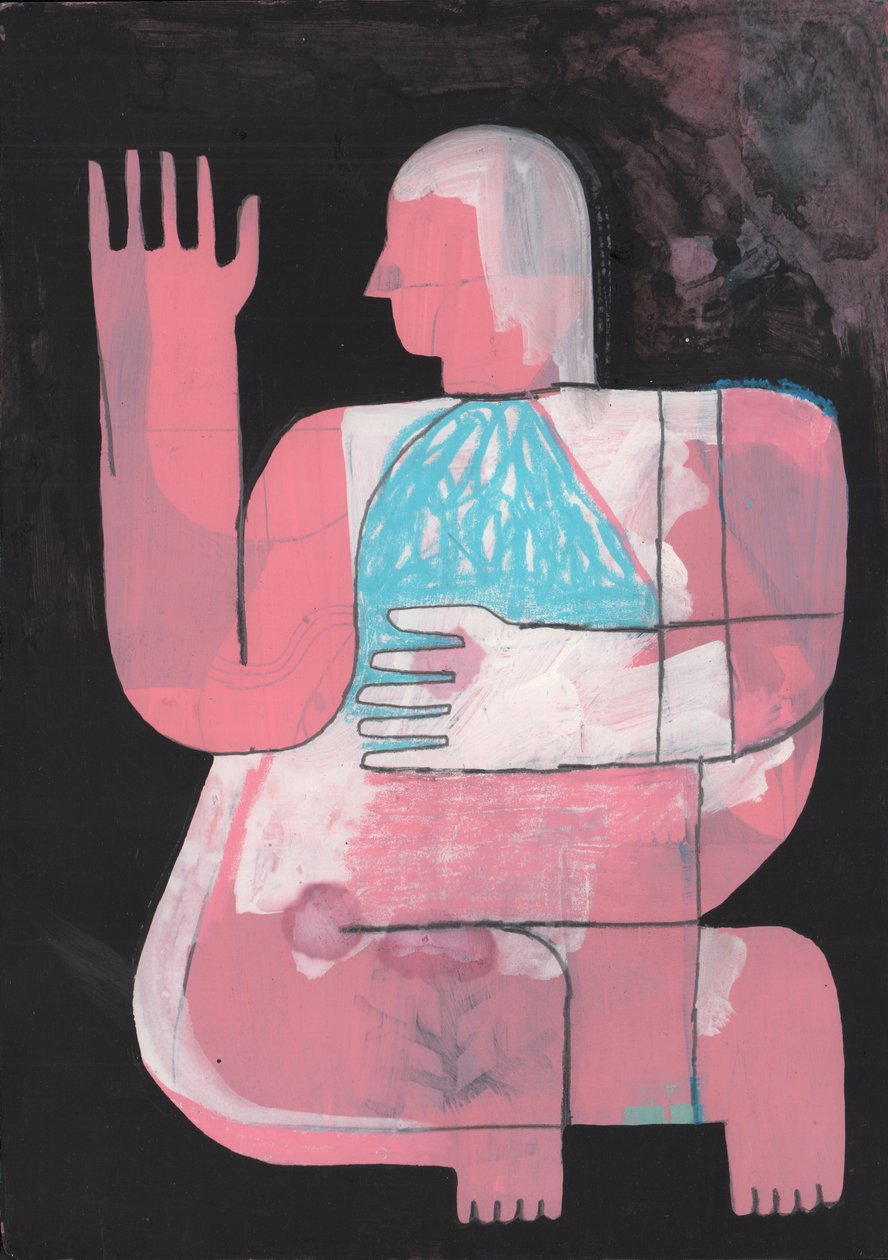 Black And Blue 7, 2023 (blandet maling på papir) av David Shillinglaw