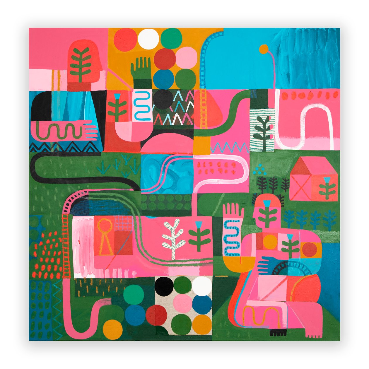 Let's Get Lost, 2023 (maling og collage på lerret) av David Shillinglaw