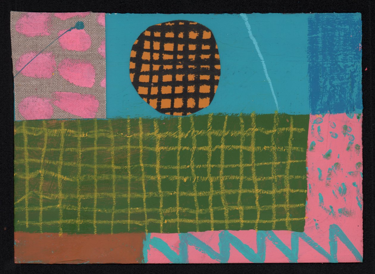 Sky Line Lawn, 2023 (maling og collage) av David Shillinglaw