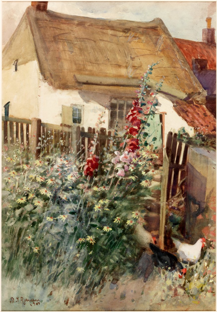 The Garden (blyant og akvarell om bord) av David T. Robertson