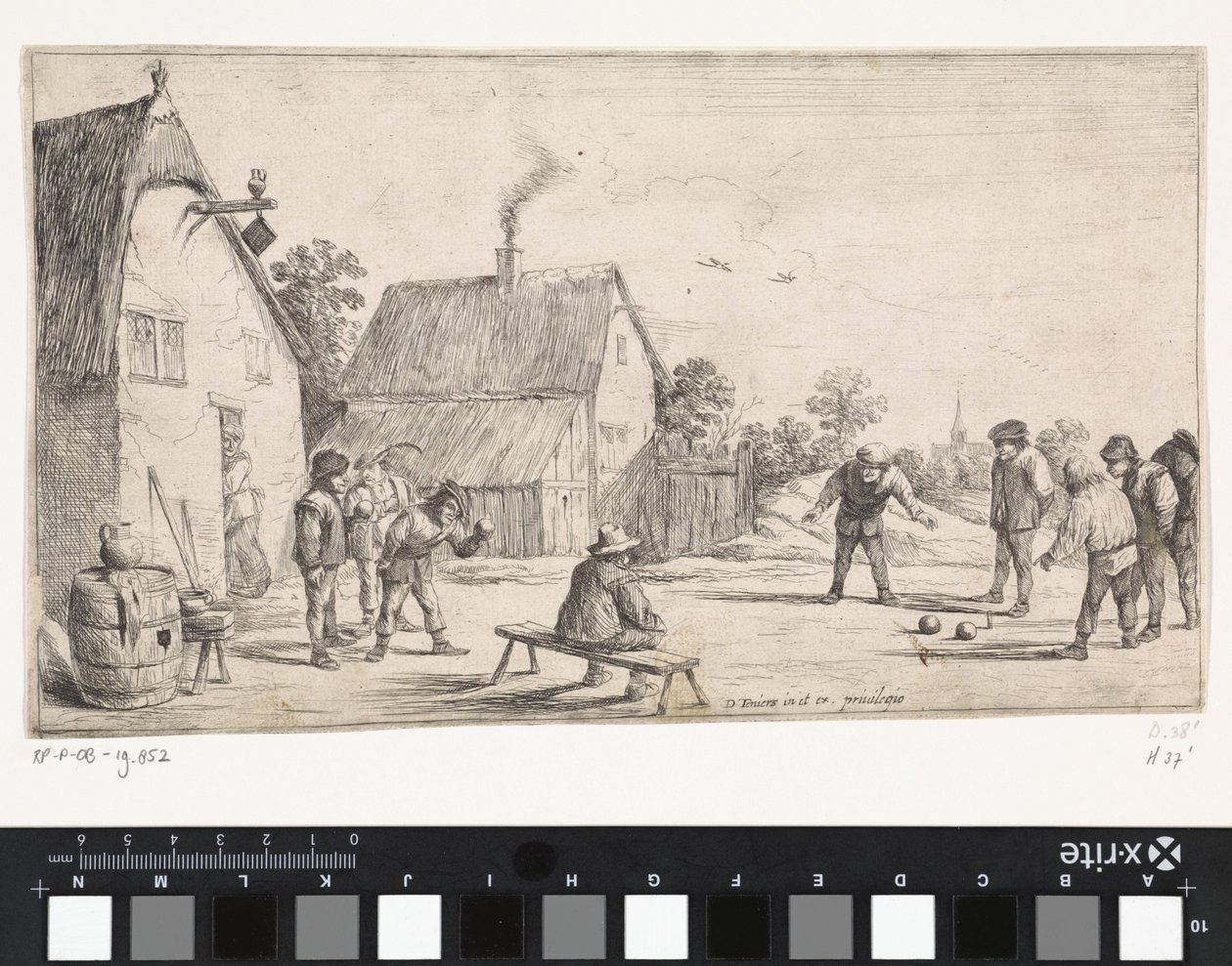 Bønder spiller boule Friluftssjangerscener (serietittel) av David Teniers (II)