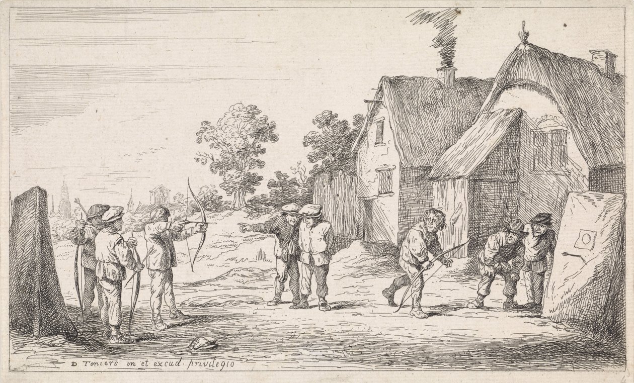bueskyttere Friluftssjangerscener (serietittel) av David Teniers (II)