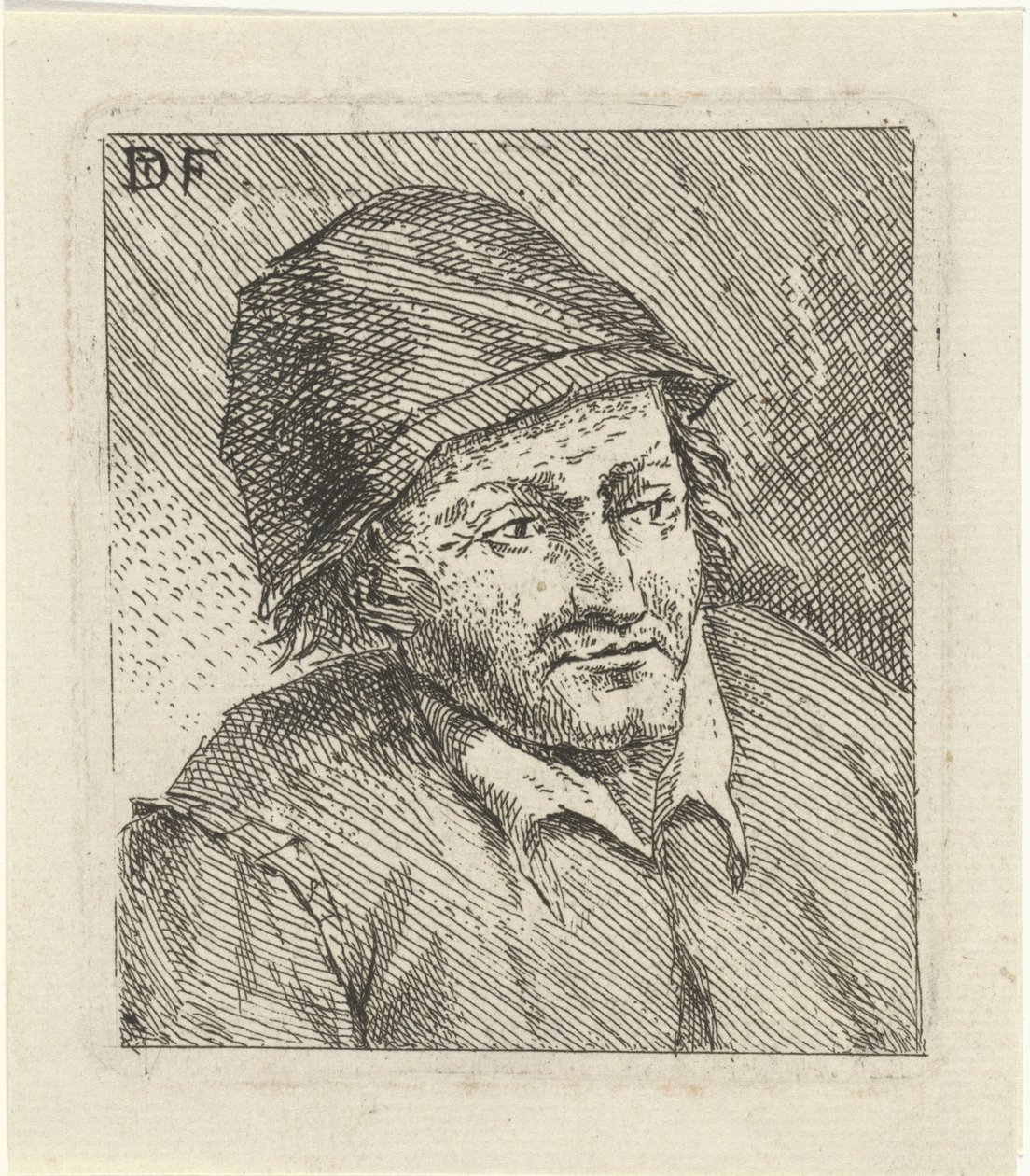 Byste av en mann med hatt til høyre av David Teniers (II)