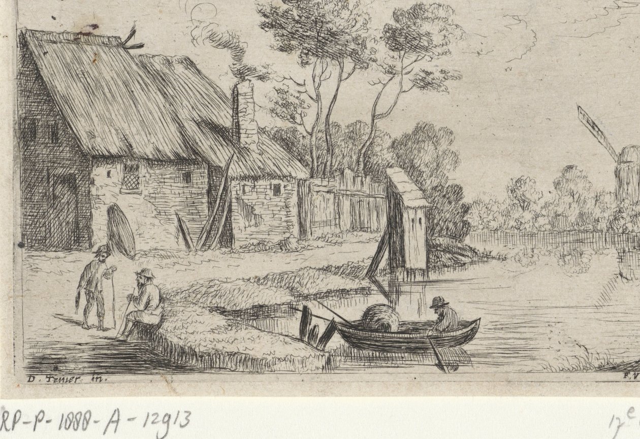 Landskap med gård og vann av David Teniers (II)