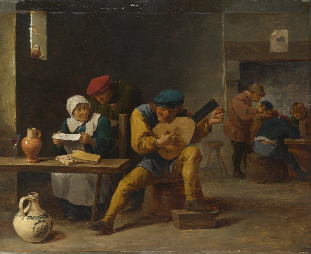 Bønder som lager musikk i et vertshus, ca. 1635 av David Teniers the Younger