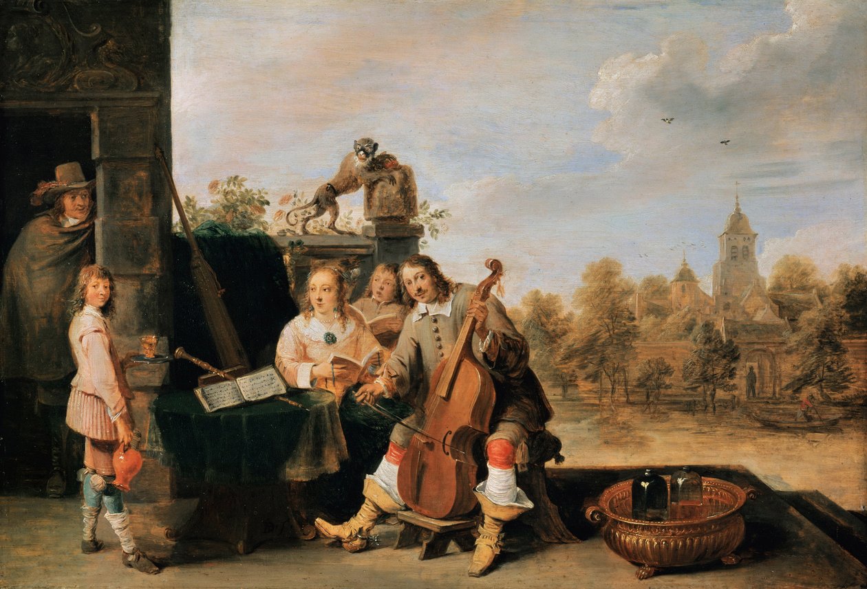 Selvportrett med familie, ca. 1645 av David Teniers the Younger