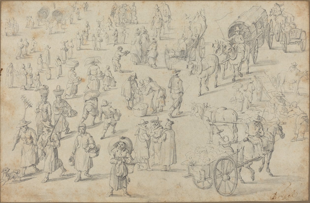 Studier av markedstall av David Teniers the Younger